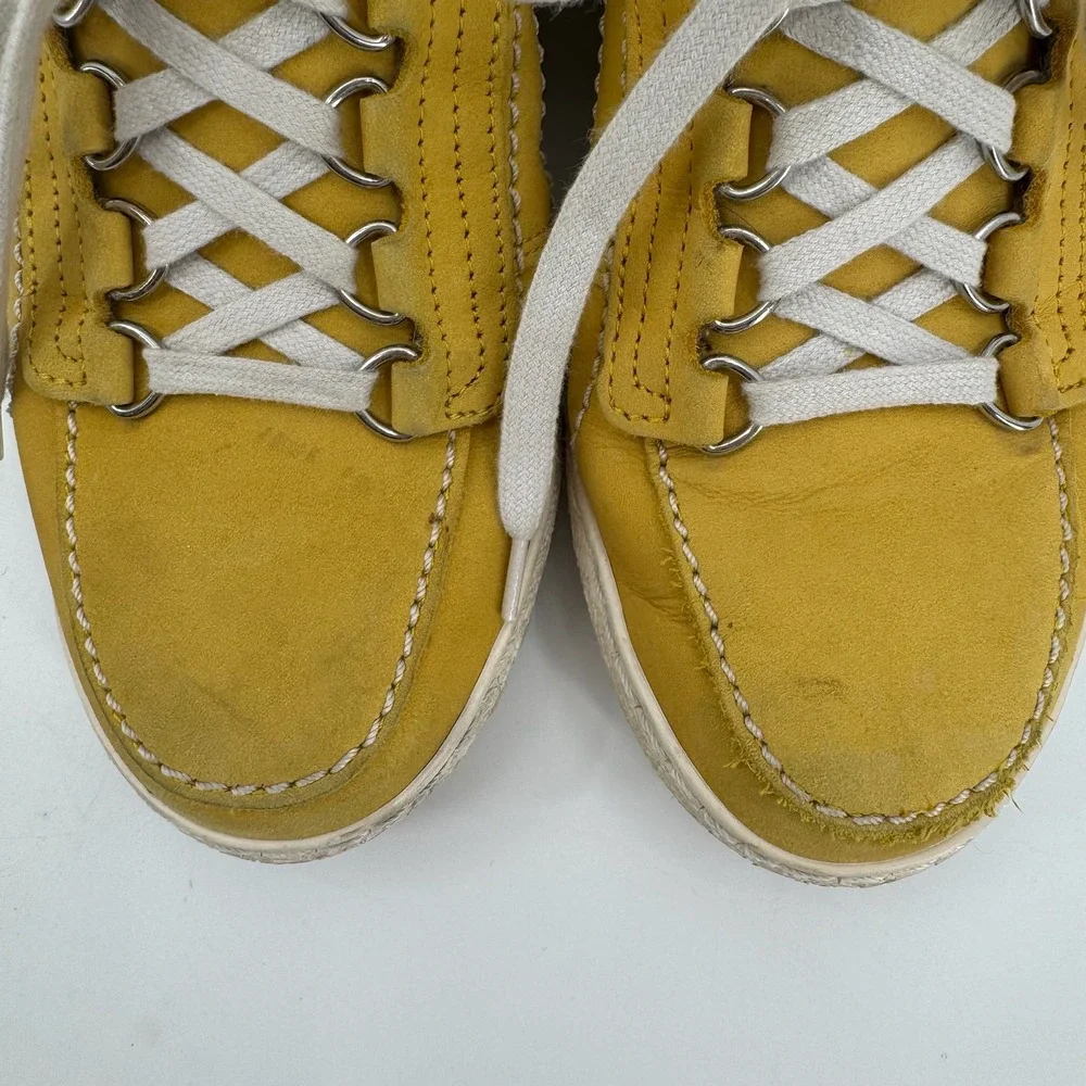 Mephisto Lady Shoes Womens 8 Yellow Leather Lace Up Comfort Walking Sneaker